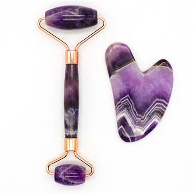 أداة Amethyst Quartz Roller & Gua SHA SHA