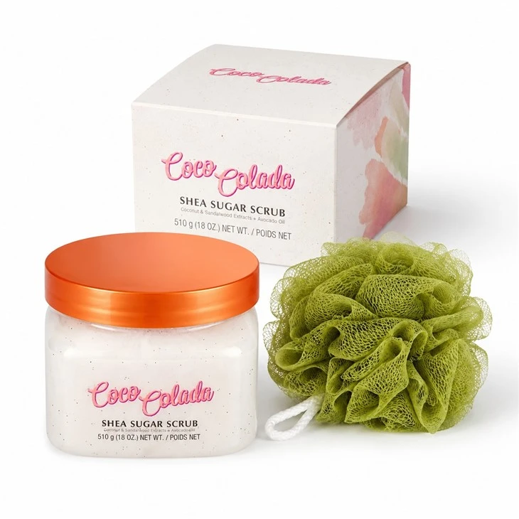 shea-sugar-scrub-private-label-packaging-front-view-body-care-set